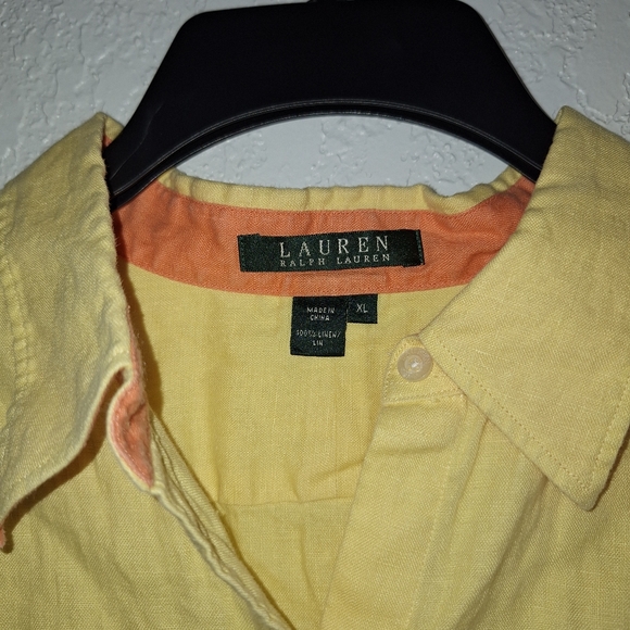 Lauren Ralph Lauren Linen Top Button Front Monogram Shirt Women’s Size XL - Picture 3 of 9